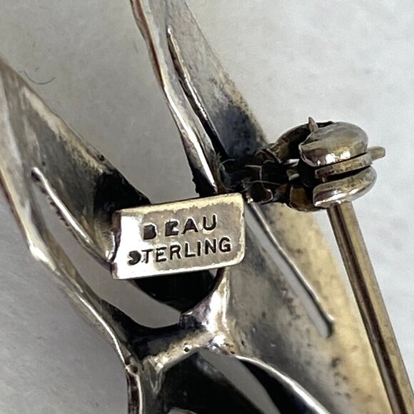 Vintage BEAU Sterling Silver 925 Ribbon Bow Brooch Pin Vintage Brooch - Picture 9 of 16